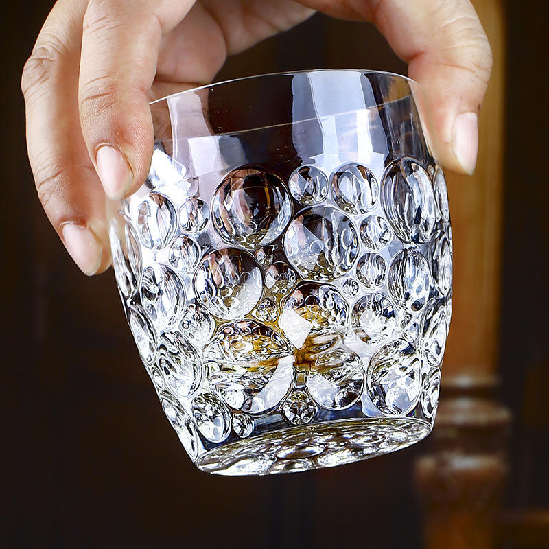 Premium Bubble Design Clear Whisky Glass Tumbler 210 ML