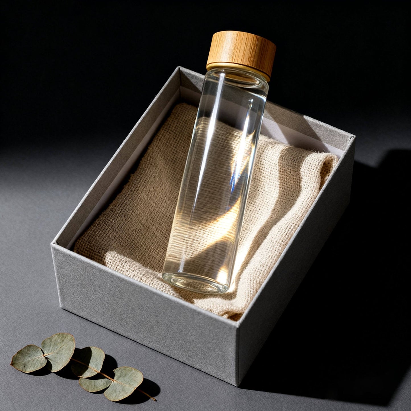 Premium Clear Glass Water Bottle with Wooden Lid 500 ML