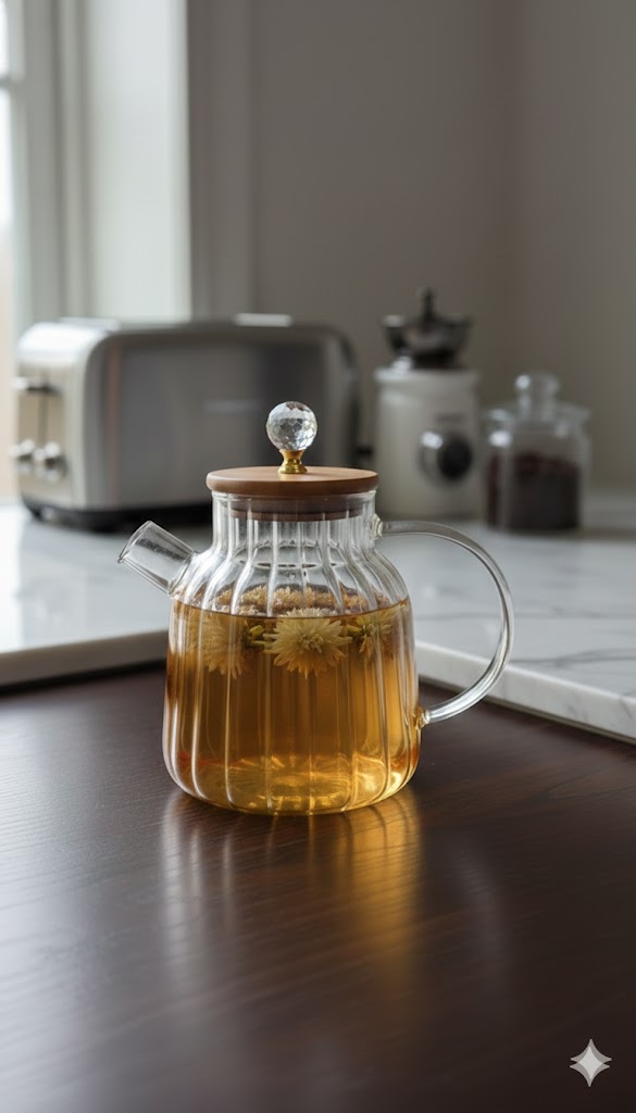 Heat-Resistant Glass Teapot with Diamond-Style Lid - 1.5Ltr