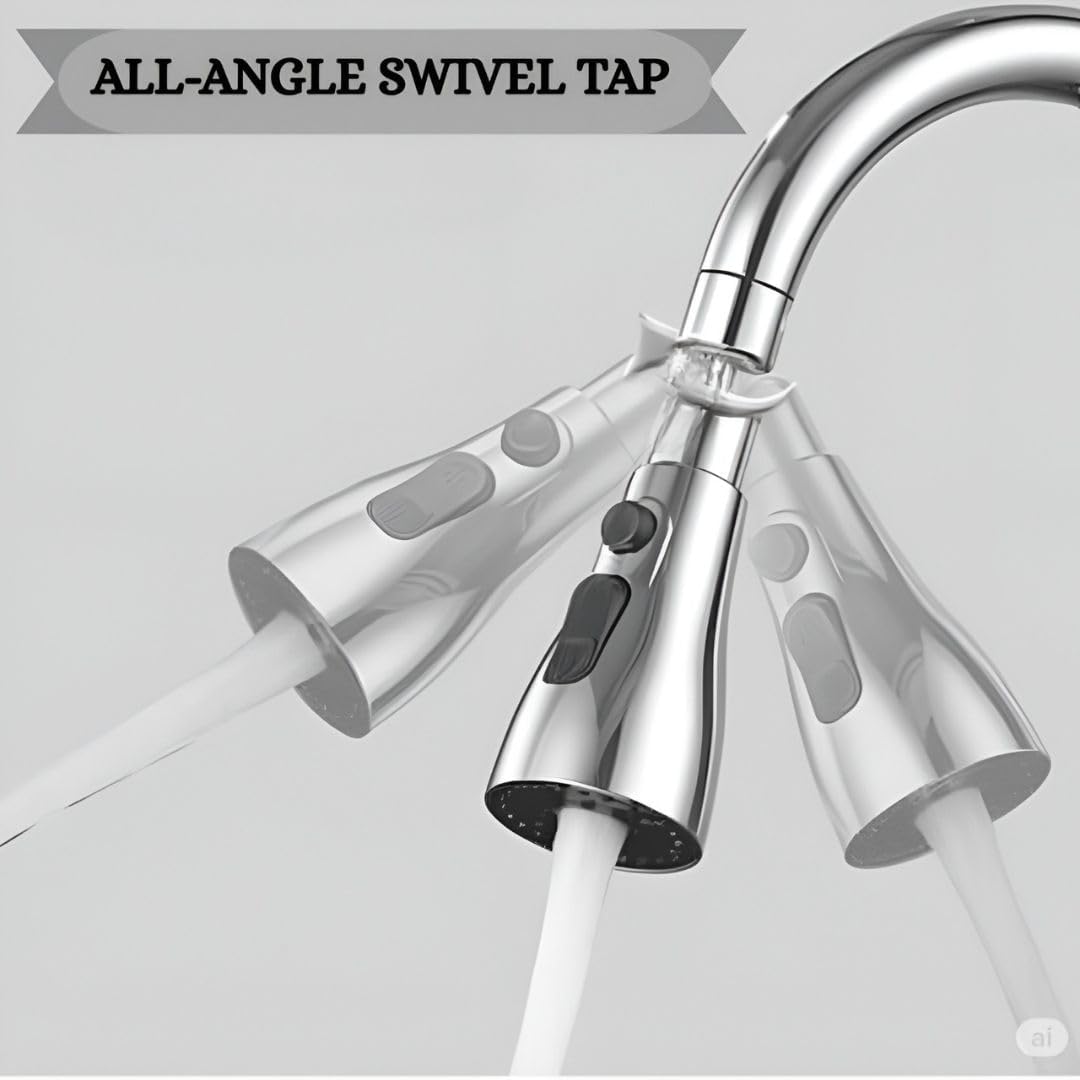 360° Faucet Splash Head – 3 Spray Modes, Universal Fit, No Tools Needed
