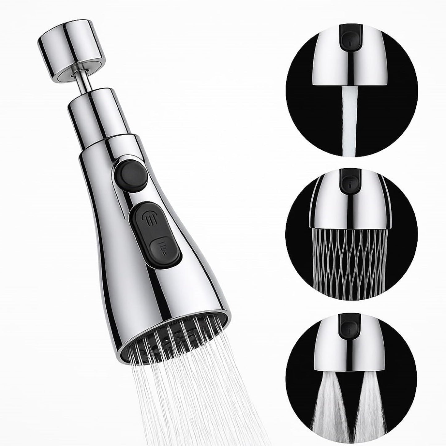 360° Faucet Splash Head – 3 Spray Modes, Universal Fit, No Tools Needed
