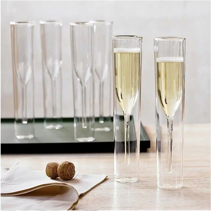 Premium Double Wall Champagne Glass – 150 ml (Single Piece)