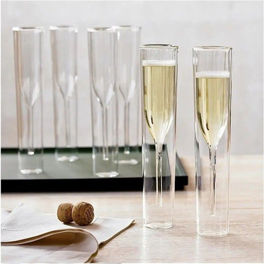 Premium Double Wall Champagne Glass – 150 ml (Single Piece)