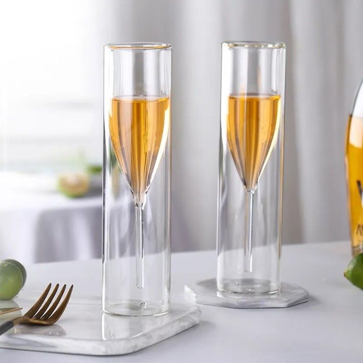 Premium Double Wall Champagne Glass – 150 ml (Single Piece)
