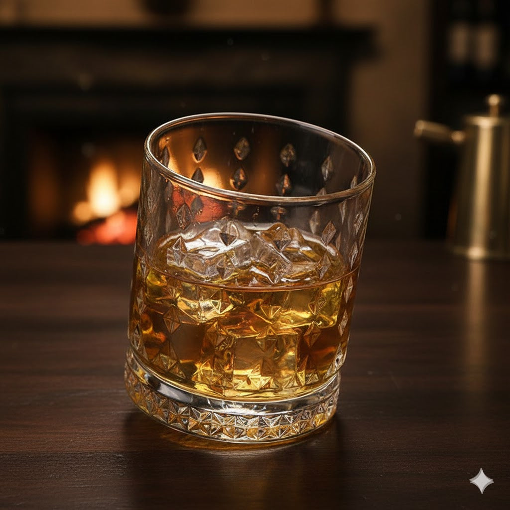 Premium Diamond Pattern Clear Whisky Glass Tumbler 200 ML