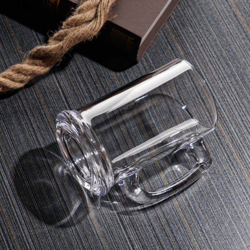 Classic Clear Glass Beer Mug – 430 ml Handle Mug (2-Piece Set)