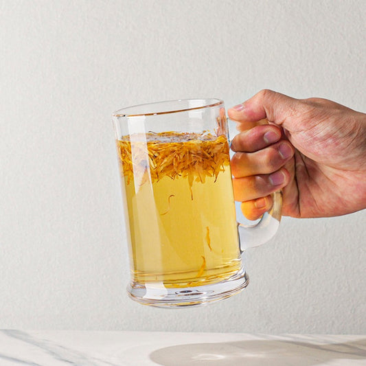 Classic Clear Glass Beer Mug – 430 ml Handle Mug (2-Piece Set)