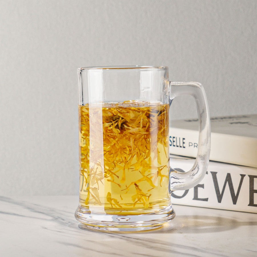 Classic Clear Glass Beer Mug – 430 ml Handle Mug (2-Piece Set)