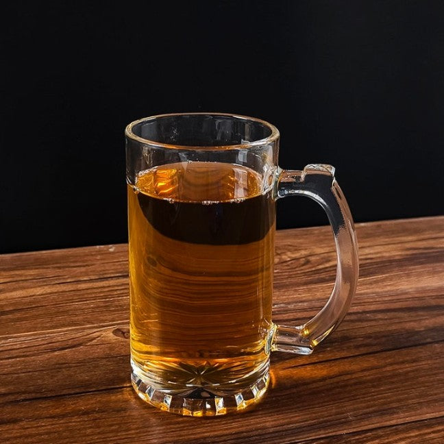 Classic Clear Glass Beer Mug with Handle – 490 ml (2-Piece Set)