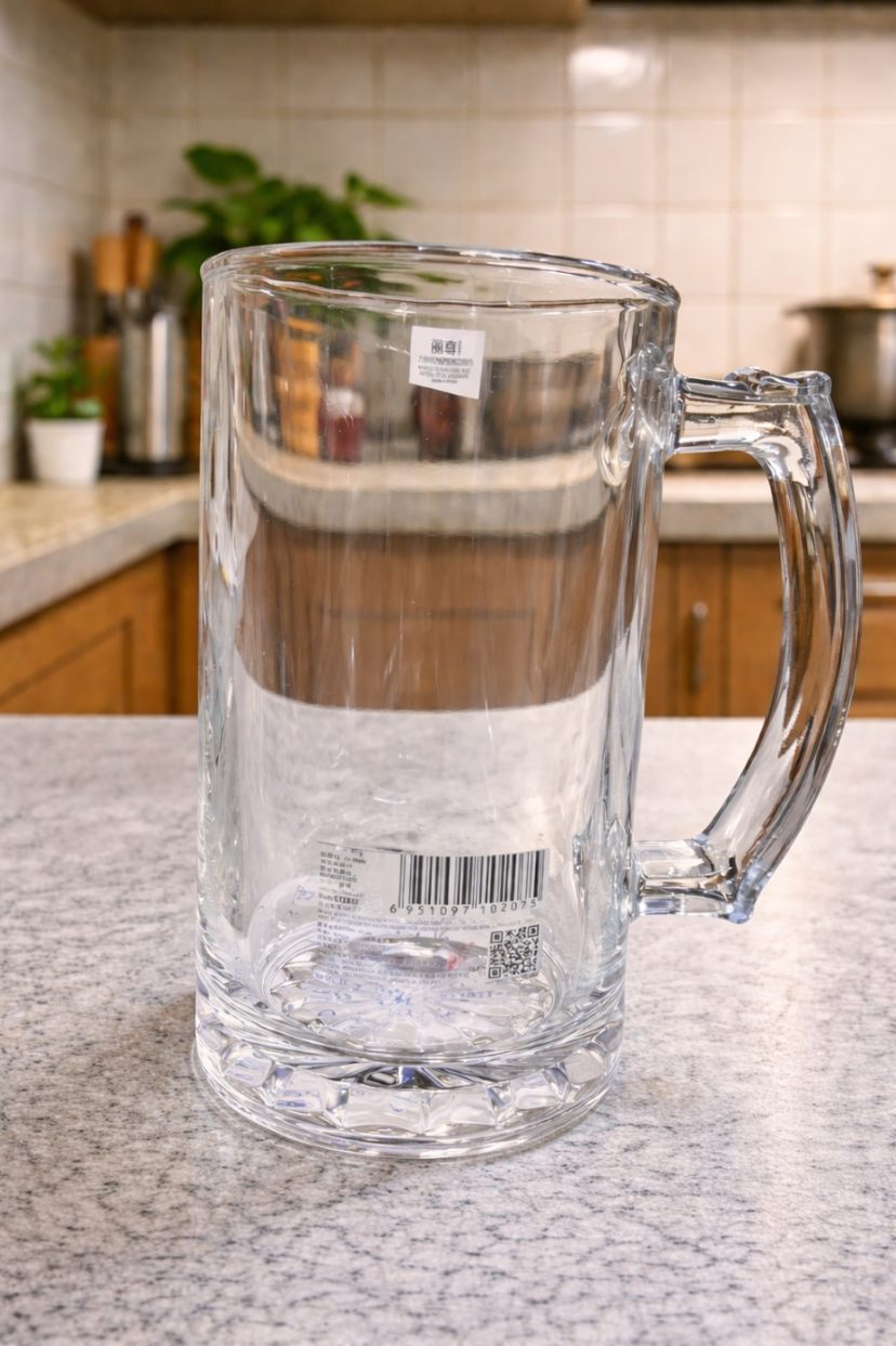 Classic Clear Glass Beer Mug with Handle – 490 ml (2-Piece Set)