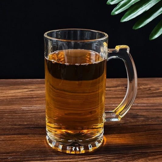 Classic Clear Glass Beer Mug with Handle – 490 ml (2-Piece Set)