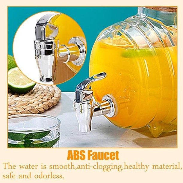 Premium Clear Glass Beverage Dispenser with Wooden Stand 5 LTR