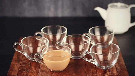 Classic Clear Glass Tea Cups – 190 ml (6-Piece Set)