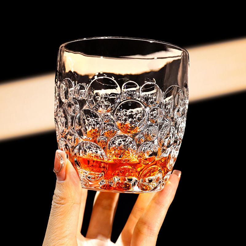 Premium Bubble Design Clear Whisky Glass Tumbler 210 ML