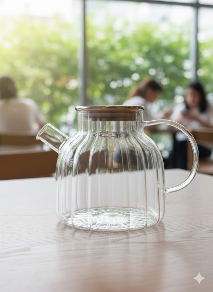 Glass Teapot with Wooden Lid & Tea Warmer - 1.5Ltr