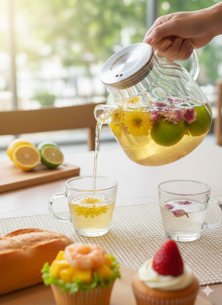 Glass Teapot with Wooden Lid & Tea Warmer - 1.5Ltr