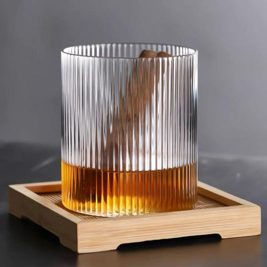 Premium Vertical Line Clear Whisky Glass Tumbler 305 ML