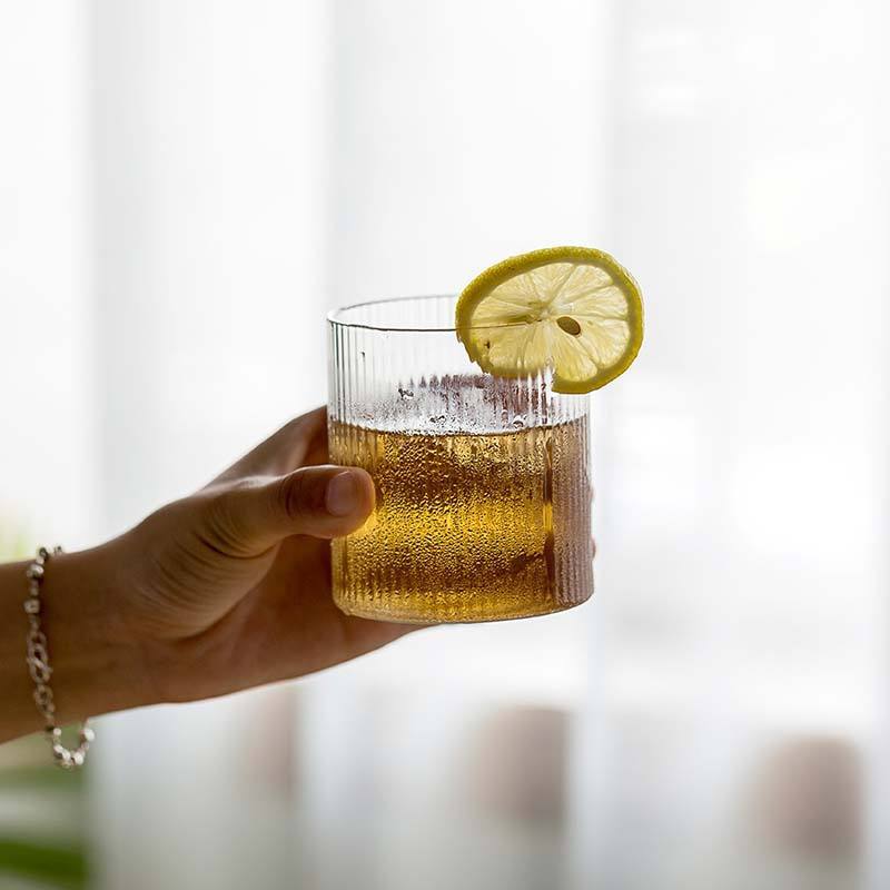 Premium Vertical Line Clear Whisky Glass Tumbler 305 ML