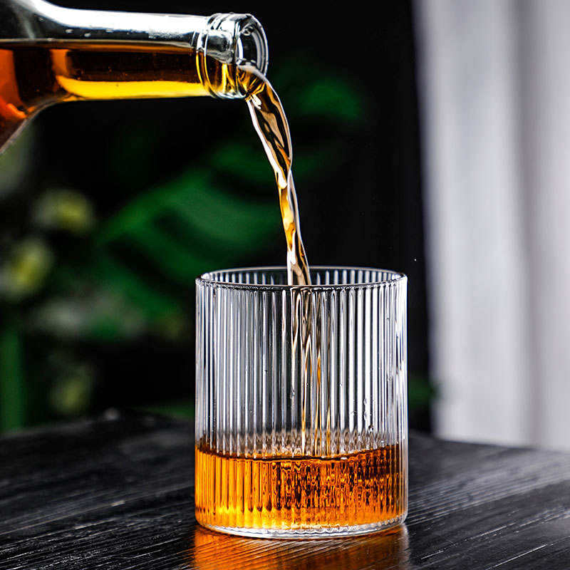 Premium Vertical Line Clear Whisky Glass Tumbler 305 ML