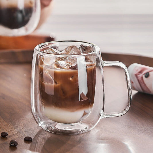 Double Wall Glass Coffee Mug with Handle - 250ml