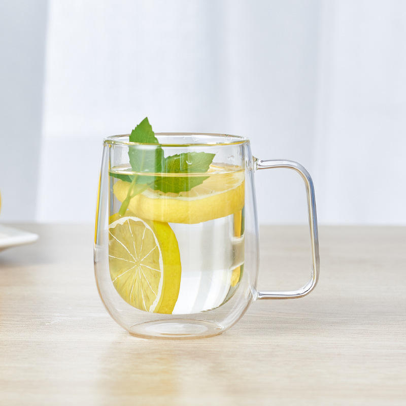 Double Wall Glass Coffee Mug with Handle - 250ml