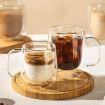 Double Wall Glass Coffee Mug with Handle - 250ml