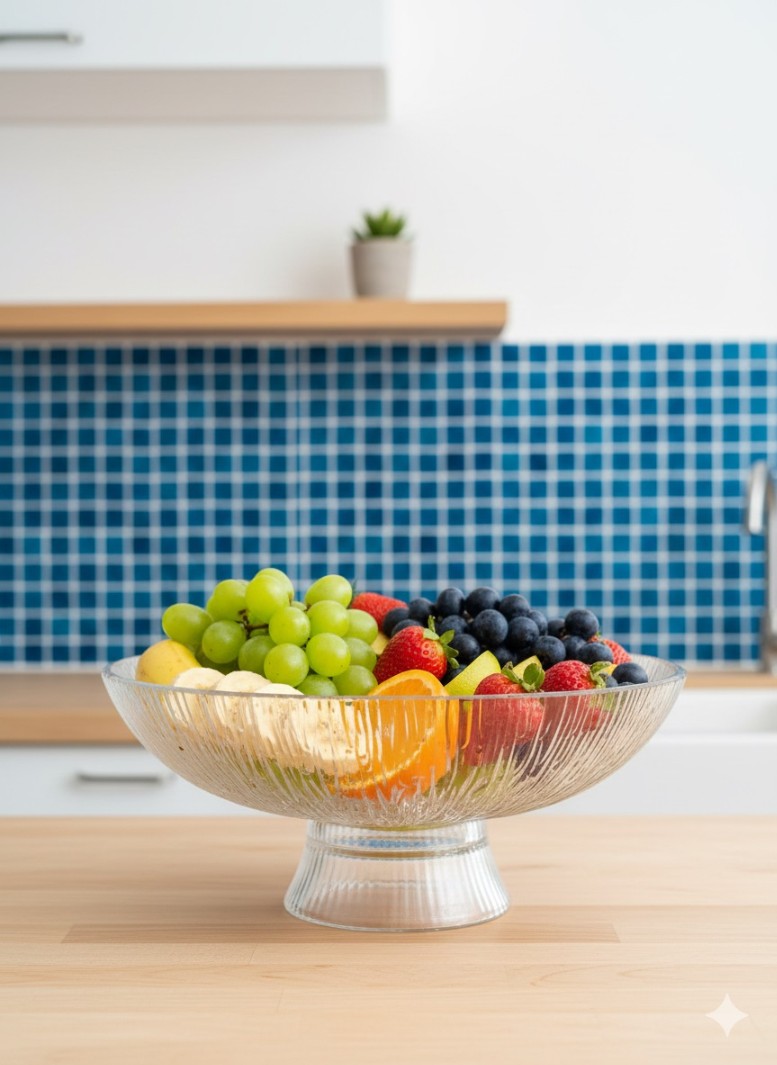 Elegant Glass Fruit Serving Bowl – 10 Inch
