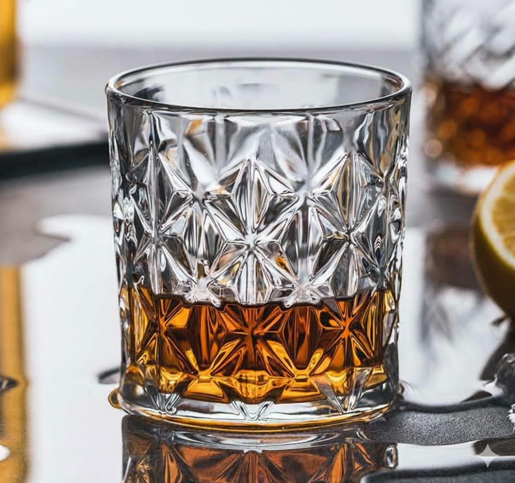 Premium Diamond Cut Clear Whisky Glass Tumbler 300 ML