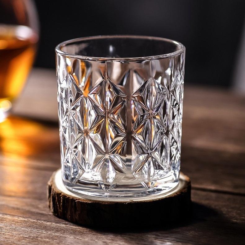 Premium Diamond Cut Clear Whisky Glass Tumbler 300 ML