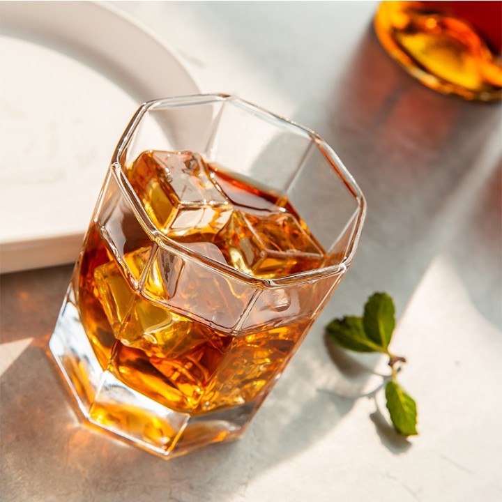 Premium Hexa Cut Whisky Glasses – 180 ml (6-Piece Set)
